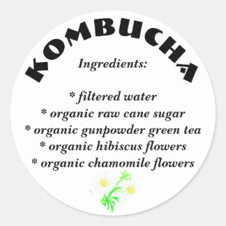 Kombucha List of Ingredients Stickers