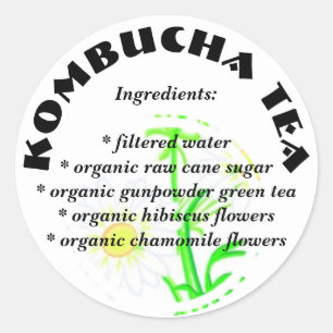 Kombucha Tea  - Custom Ingredients List Stickers