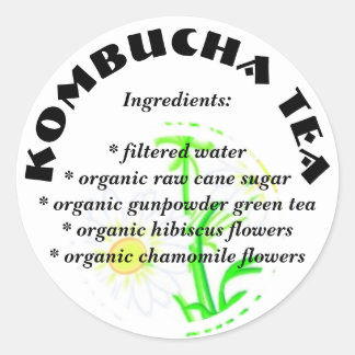 Kombucha Tea - Custom Ingredients List Stickers