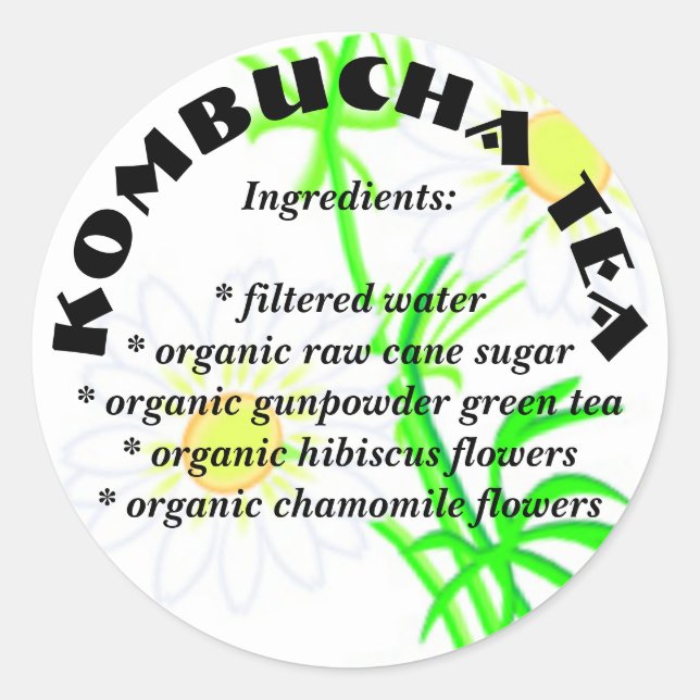 Kombucha Tea  - Custom Ingredients Round Stickers (Front)