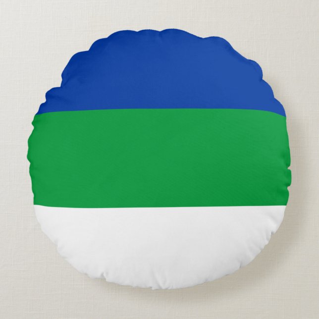 Komi Republic Flag Round Cushion (Front)