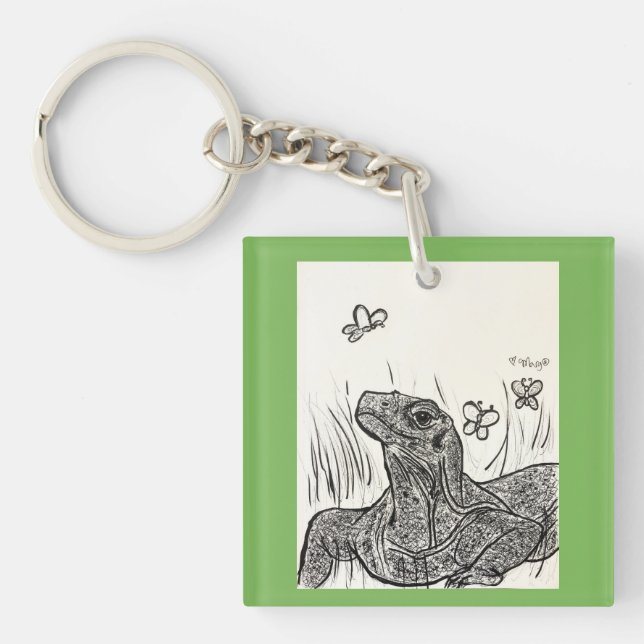 Komodo Dragon Basking in Beauty Key Ring (Front)