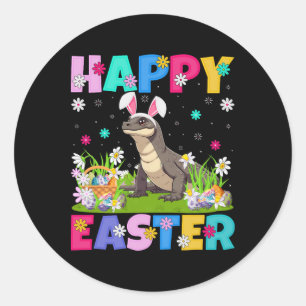 Komodo Dragon Easter Egg Hunt Bunny Ear Komodo Dra Classic Round Sticker