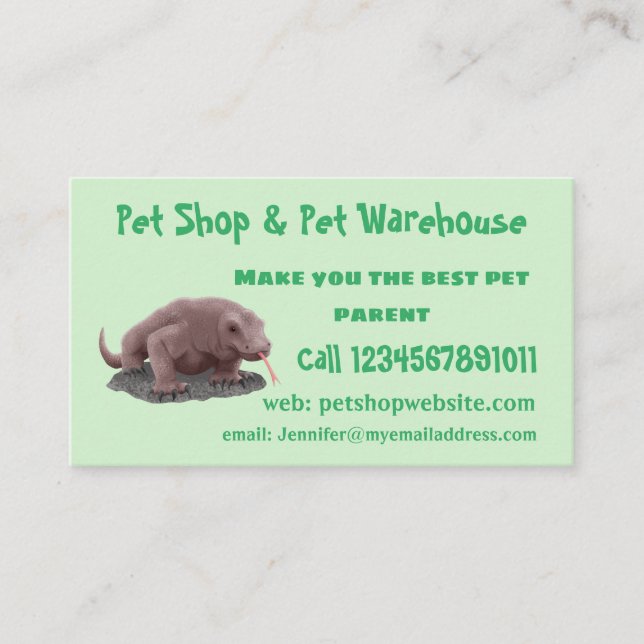 Komodo dragon illustration business card (Front)