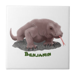Komodo dragon illustration ceramic tile
