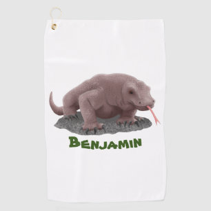 Komodo dragon illustration golf towel