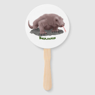 Komodo dragon illustration hand fan