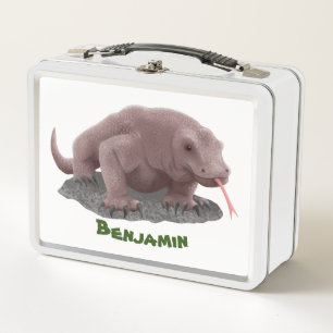 Komodo dragon illustration  metal lunch box