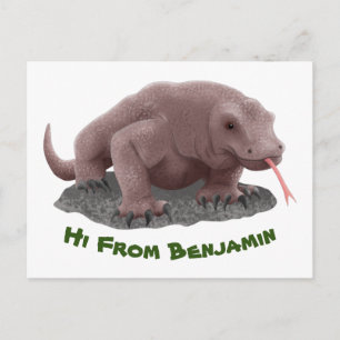 Komodo dragon illustration postcard