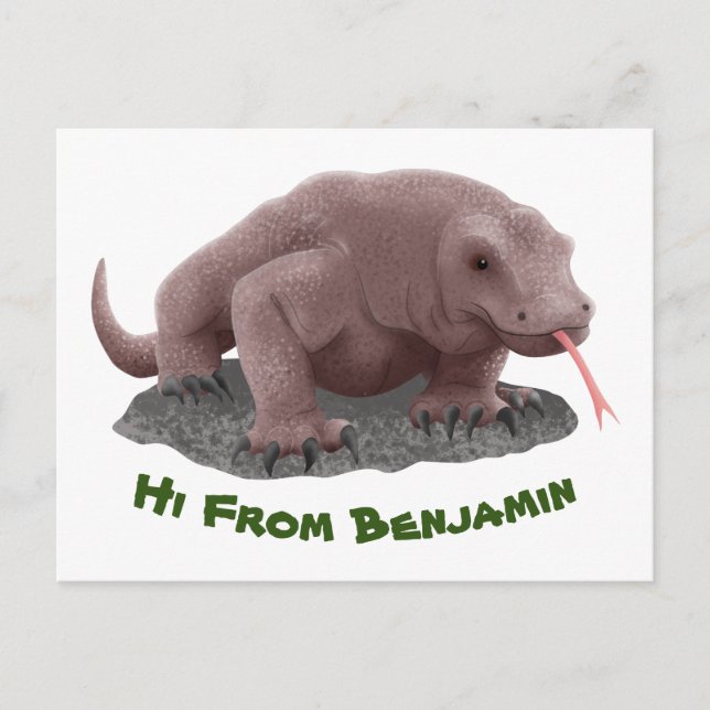 Komodo dragon illustration postcard (Front)