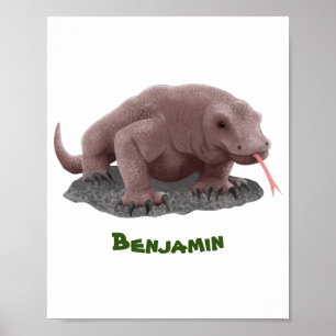 Komodo dragon illustration poster