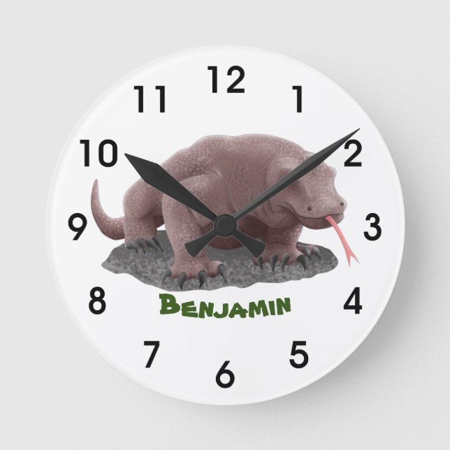 Komodo dragon illustration round clock (Front)