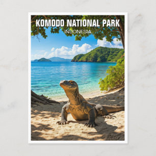 Komodo Dragon Indonesia National Park Postcard