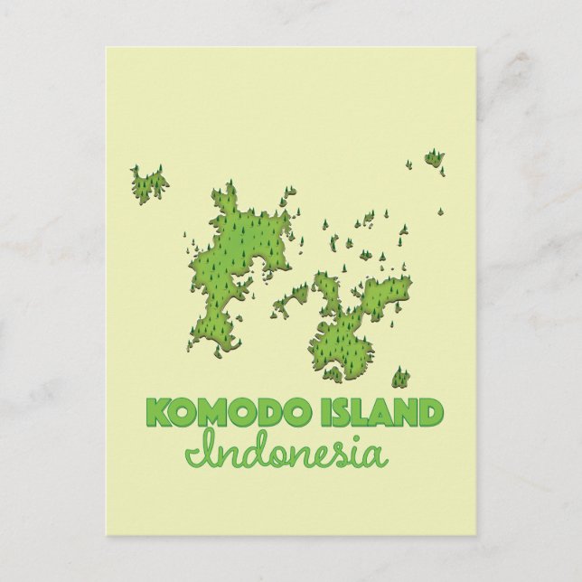 Komodo island Indonesia Map Postcard (Front)