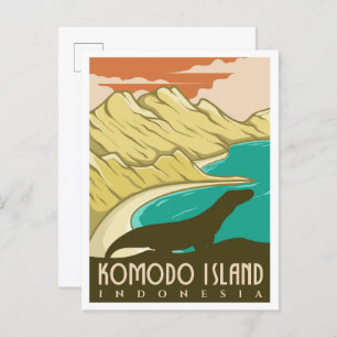Komodo Island Indonesia Vintage Travel Postcard