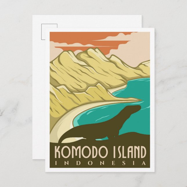 Komodo Island Indonesia Vintage Travel Postcard (Front/Back)