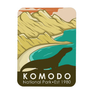 Komodo National Park Indonesia Vintage Magnet