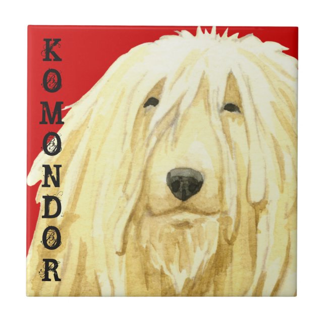Komondor Colour Block Ceramic Tile (Front)