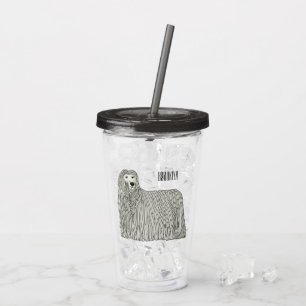 Komondor dog cartoon illustration acrylic tumbler