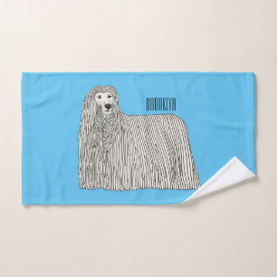 Komondor dog cartoon illustration bath towel set