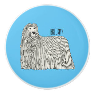 Komondor dog cartoon illustration ceramic knob