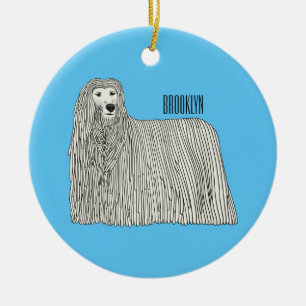 Komondor dog cartoon illustration ceramic ornament