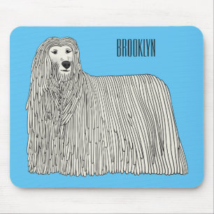 Komondor dog cartoon illustration mouse pad