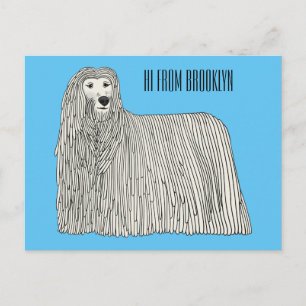 Komondor dog cartoon illustration postcard