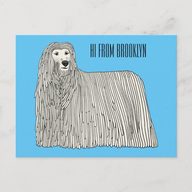 Komondor dog cartoon illustration  postcard (Front)