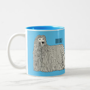 Komondor dog cartoon illustration Two-Tone coffee mug