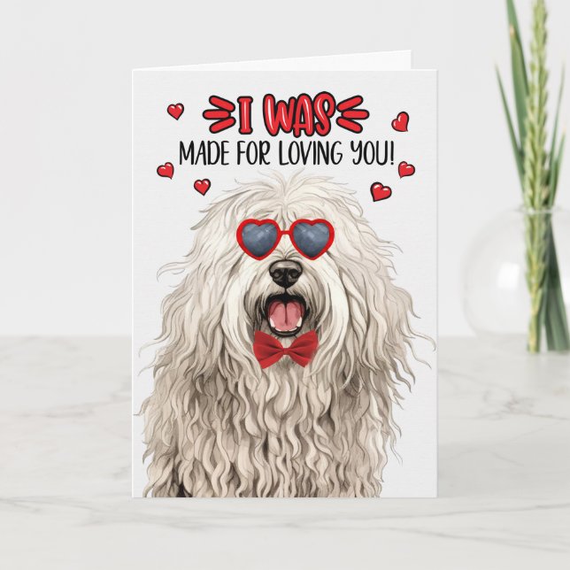 Komondor Dog Made for Loving You Valentine Holiday Card (Front)