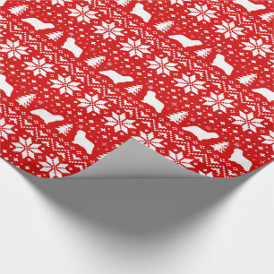 Komondor Dog Silhouettes Christmas Holiday Red Wrapping Paper