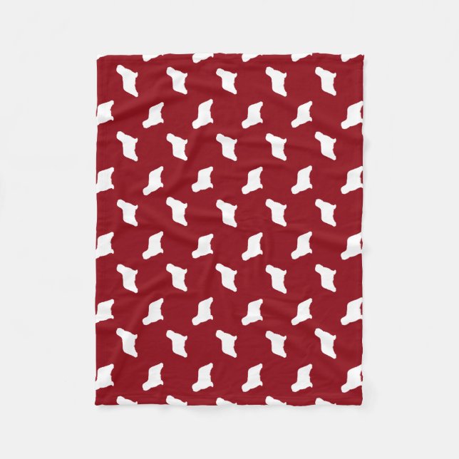 Komondor Dog Silhouettes Pattern Red and White Fleece Blanket (Front)