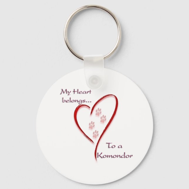 Komondor Heart Belongs Key Ring (Front)