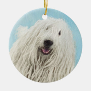 Komondor Painting - Cute Original Dog Art Ceramic Ornament