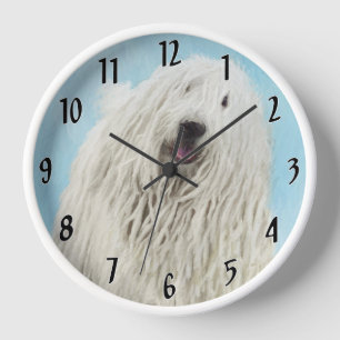 Komondor Painting - Cute Original Dog Art Clock