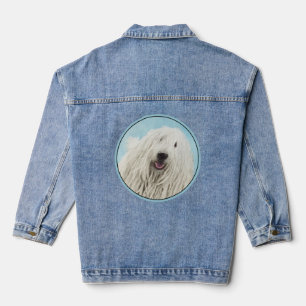 Komondor Painting - Cute Original Dog Art Denim Jacket