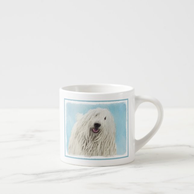 Komondor Painting - Cute Original Dog Art Espresso Cup (Right)