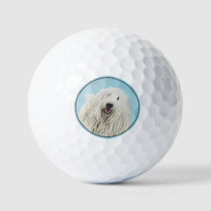 Komondor Painting - Cute Original Dog Art Golf Balls