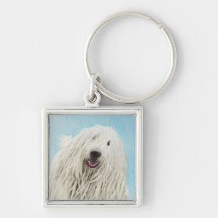 Komondor Painting - Cute Original Dog Art Key Ring