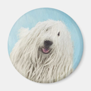 Komondor Painting - Cute Original Dog Art Magnet