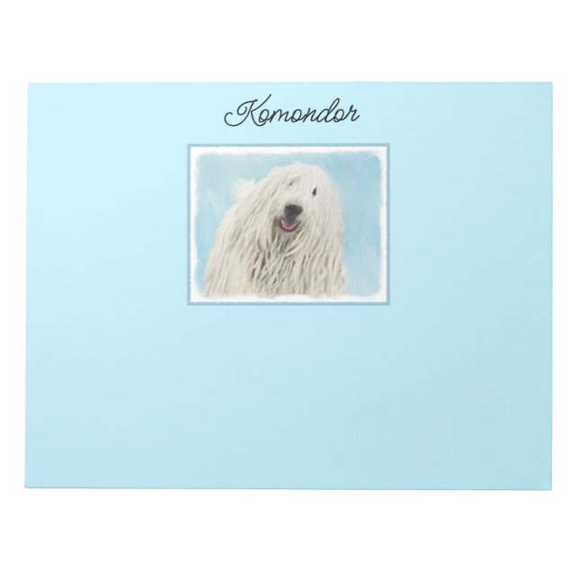 Komondor Painting - Cute Original Dog Art Notepad (Front)