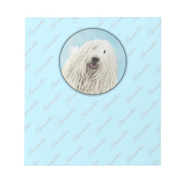 Komondor Painting - Cute Original Dog Art Notepad (Front)