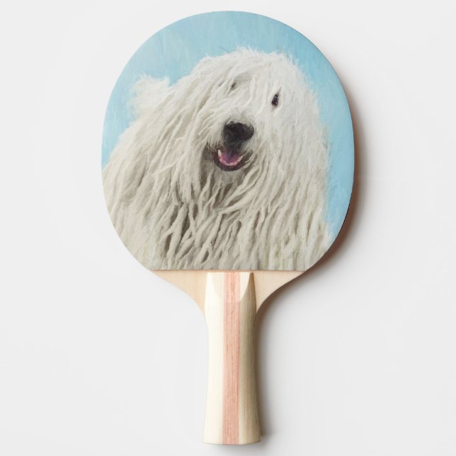 Komondor Painting - Cute Original Dog Art Ping Pong Paddle (Front)