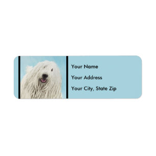Komondor Painting - Cute Original Dog Art Return Address Label