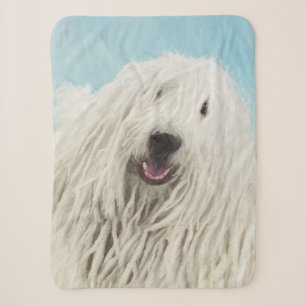 Komondor Painting - Cute Original Dog Art Sherpa Blanket