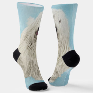 Komondor Painting - Cute Original Dog Art Socks
