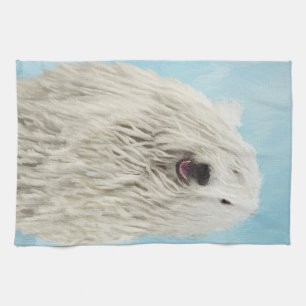 Komondor Painting - Cute Original Dog Art Tea Towel
