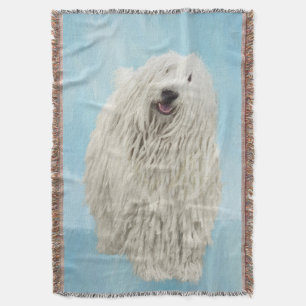 Komondor Painting - Cute Original Dog Art Throw Blanket