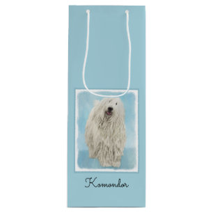 Komondor Painting - Cute Original Dog Art Wine Gift Bag